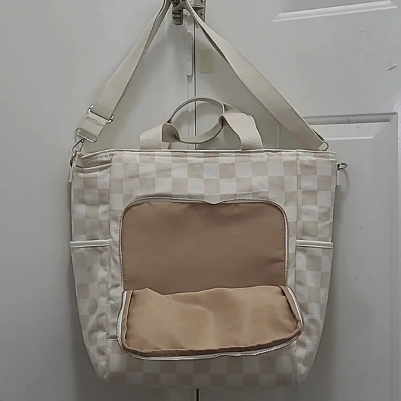 Cooler insulated Lg Bag Shell Checker Tote Adjustable Strap Zip & Pockets A/N - Picture 8 of 8